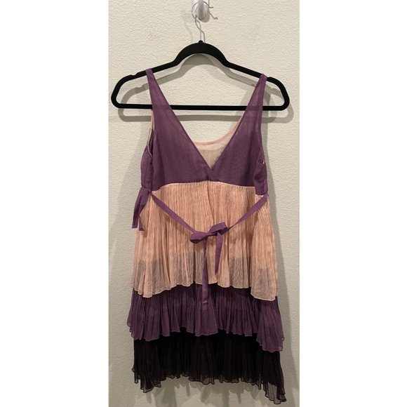 FREELANCE Fringe Purple Cream Mini Dress - Picture 3 of 4